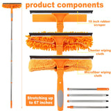 Lemosyu Professional 67" Window Squeegee, 3-in-1 Rotatable Squeegee for Window Cleaning with Extension Poles, Window Cleaner Tool Kit for Indoor