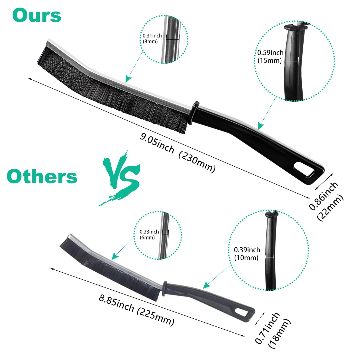 OKOM Multifunctional Stainless Steel Crevice Cleaning Brush - Hard Bristles for Kitchen & Bath Gap Cleaning