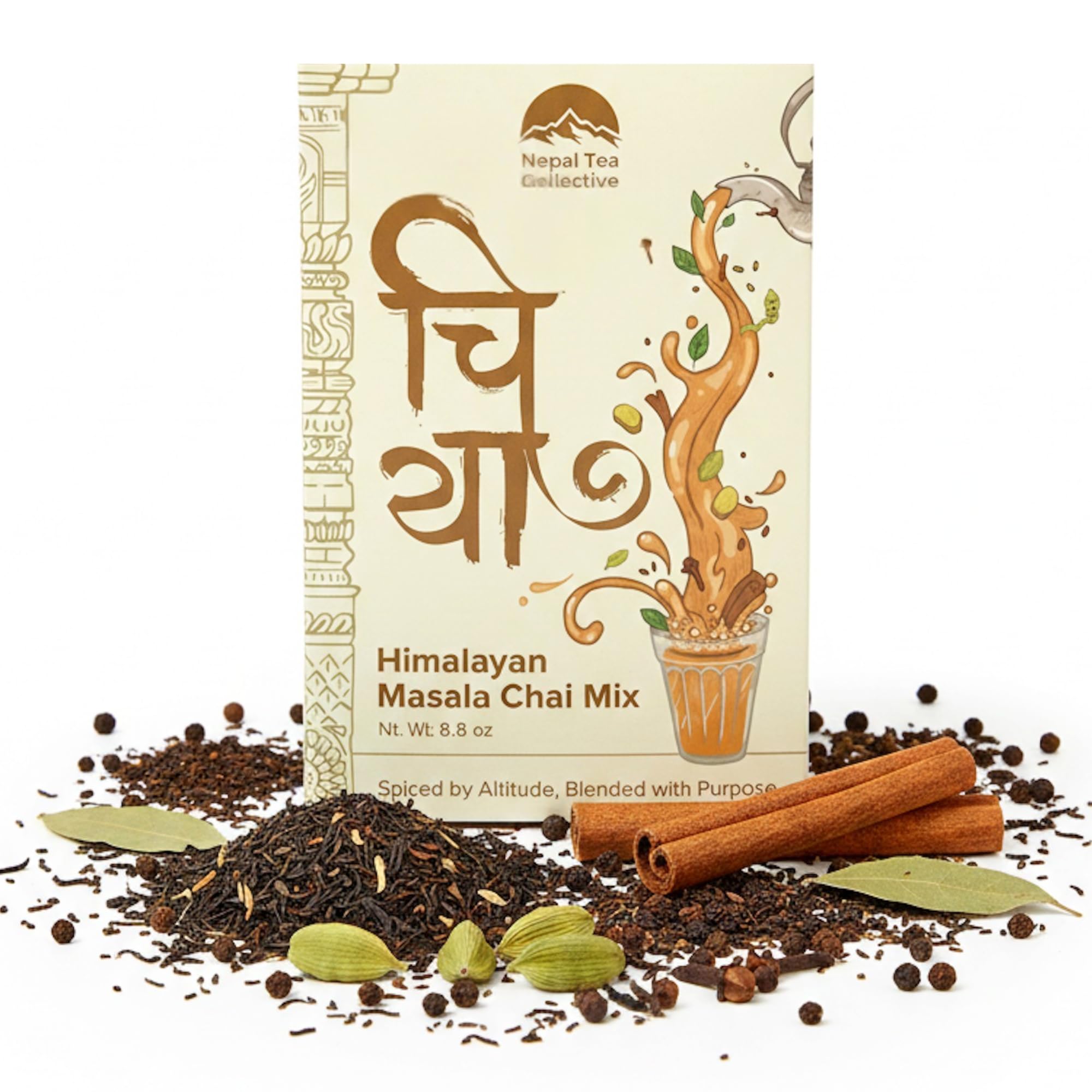 Nepal Tea Himalayan Masala Chai Tea Mix | CTC & Loose Leaf Black Tea with Organic Chai Spice Blend - Cinnamon, Ginger, Cardamom, Cloves & Black Pepper