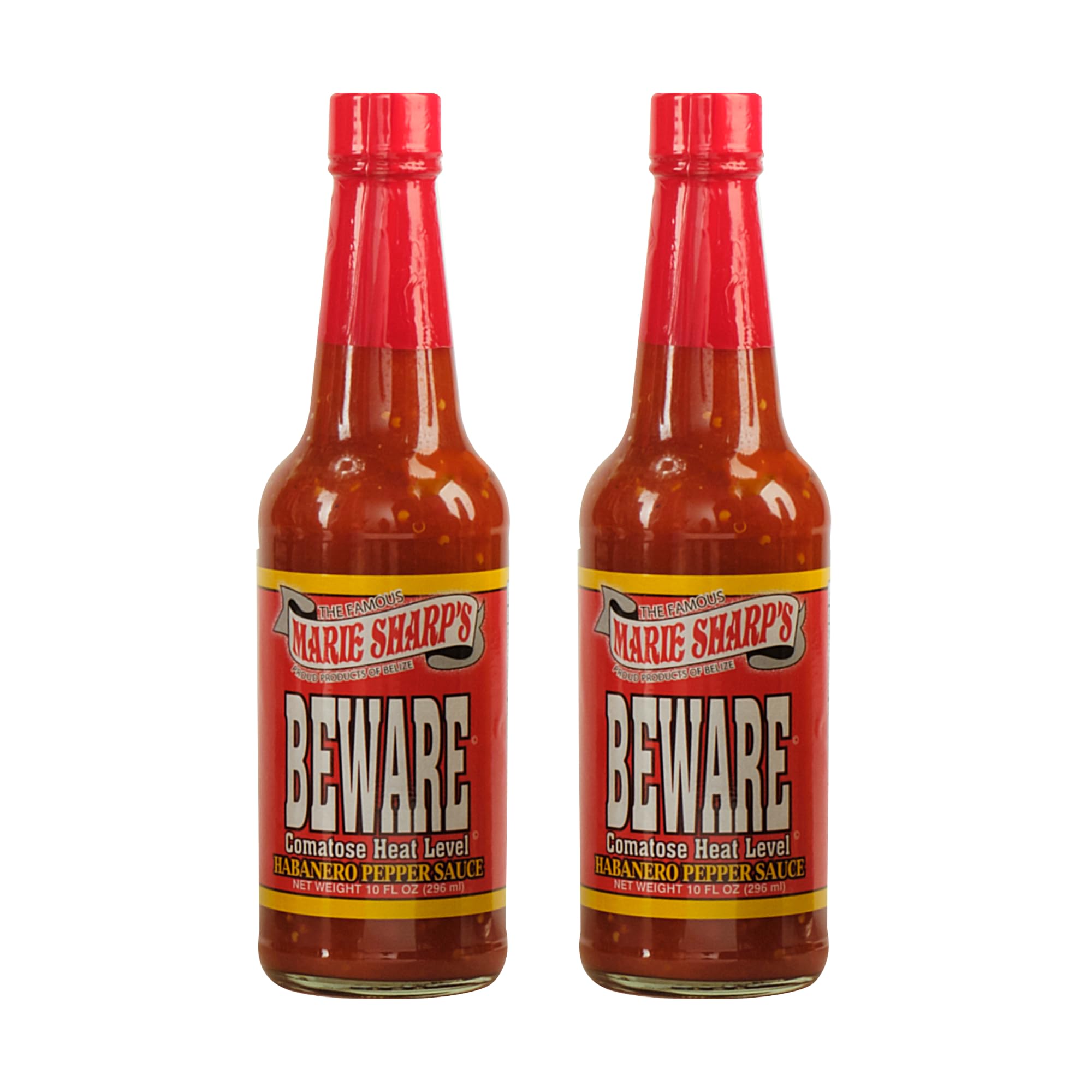 Marie Sharp’s BEWARE Comatose Heat Level Habanero Pepper Sauce, 10 oz | Extreme Heat Hot Sauce from Belize | All-Natural, No Preservatives |