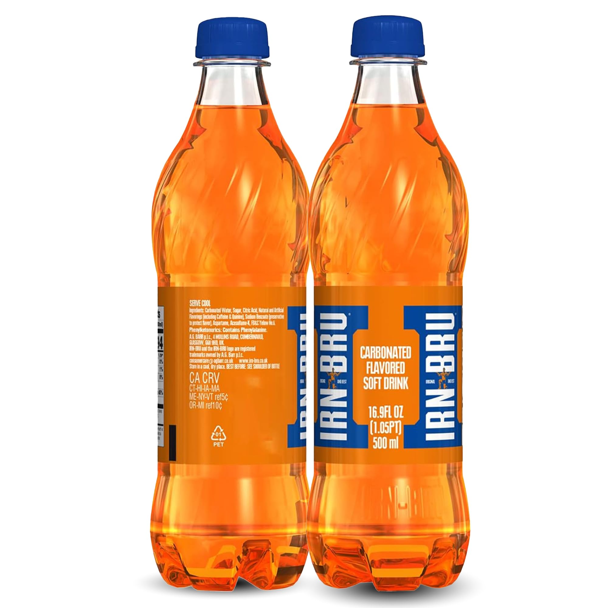 IRN-BRU Original Scottish Sparkling Soda, Citrus Flavored Carbonated Drink - Sparkling Flavored Soft Drink, 32 Flavor Recipe, 16.9 fl oz Bottles, Pack