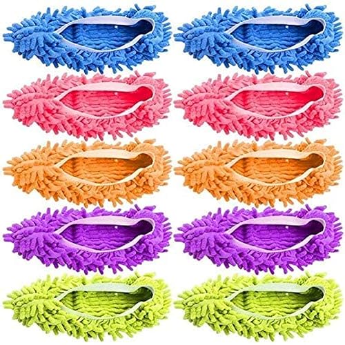 Tamicy Mop Slippers Shoes 5 Pairs (10 Pieces) - Microfiber Cleaning House Mop Slippers Floor Cleaning Tools Shoe Cover Soft Washable Reusable