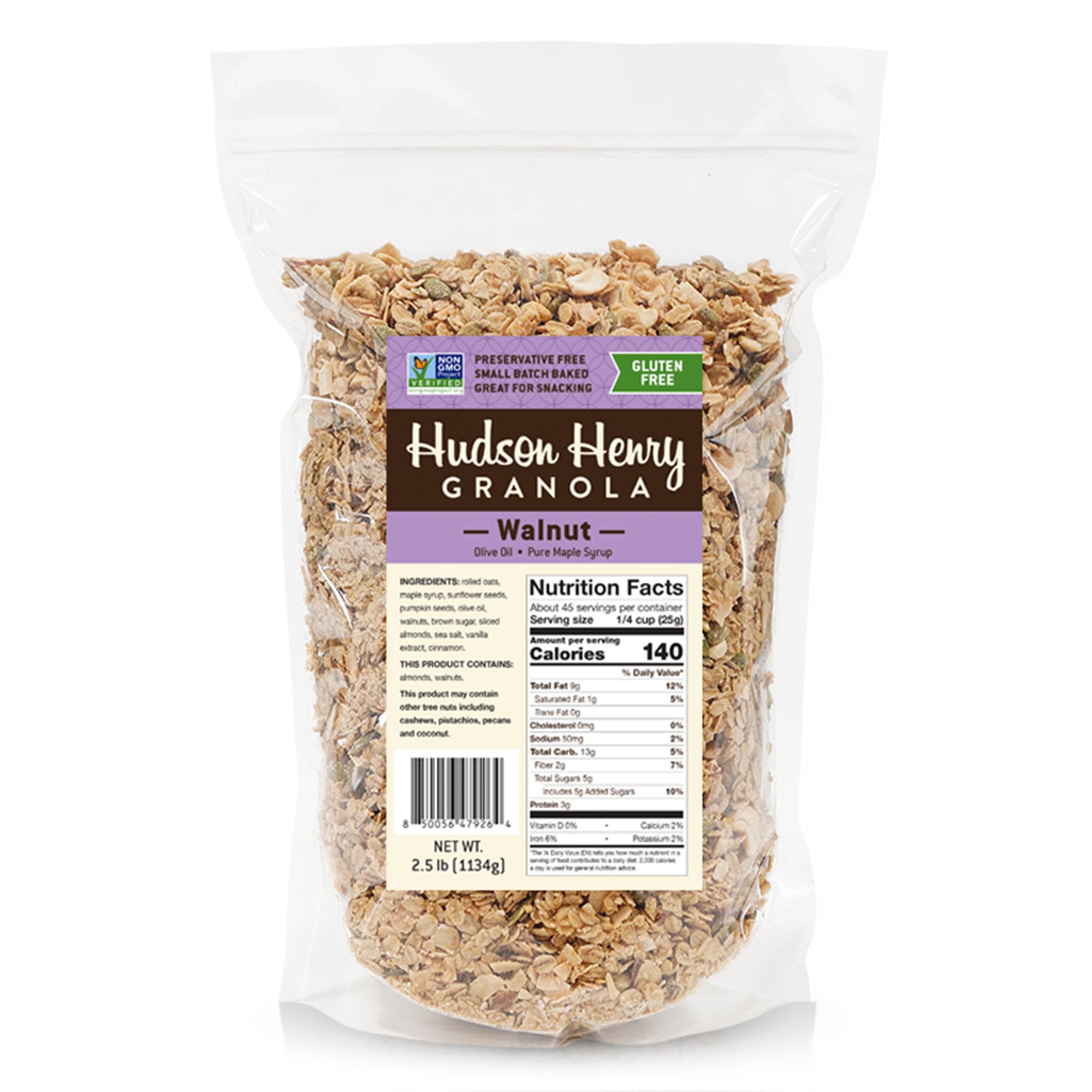 Hudson Henry Maple Walnut Granola | Gluten Free Granola with Nuts and Seeds | Vegan, Non-GMO & Small Batch Baked with Pure Maple Syrup & Extra Virgin