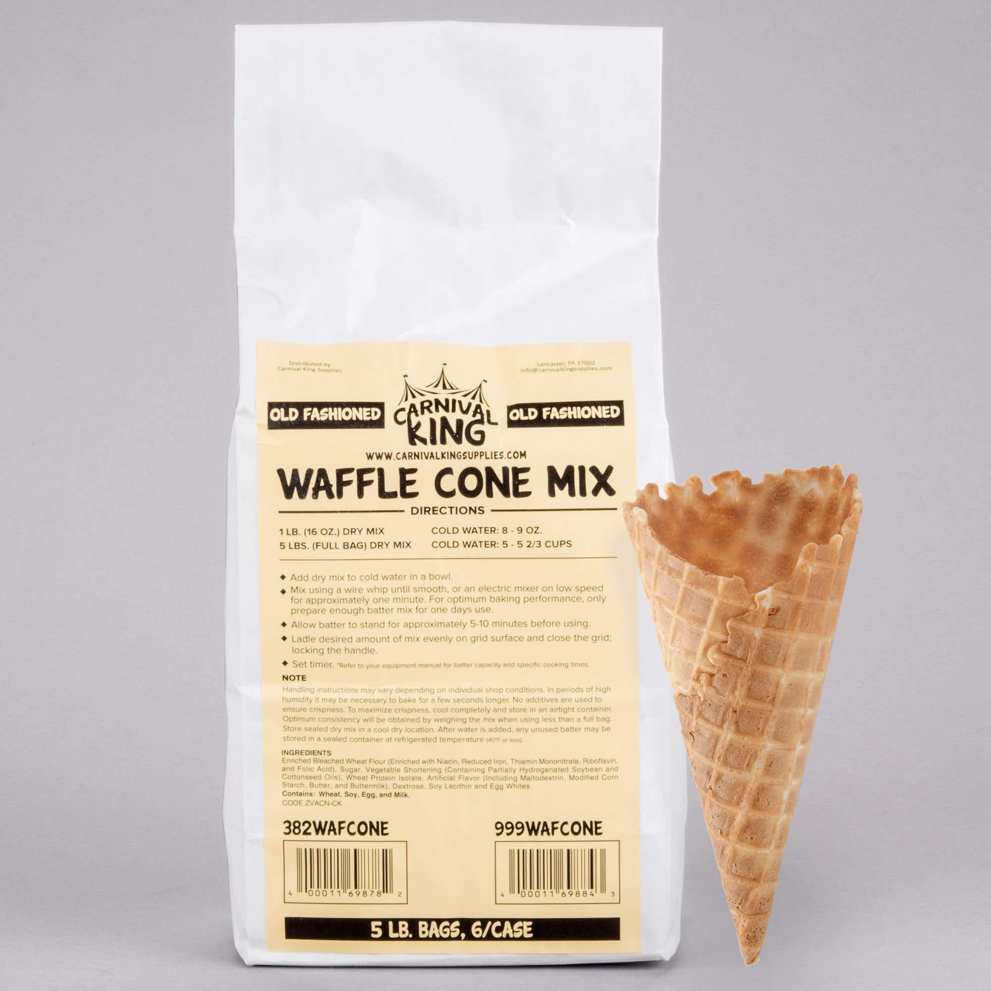 Carnival King Old Fashioned Waffle Cone Mix 5 lb. Bag - 6/Case