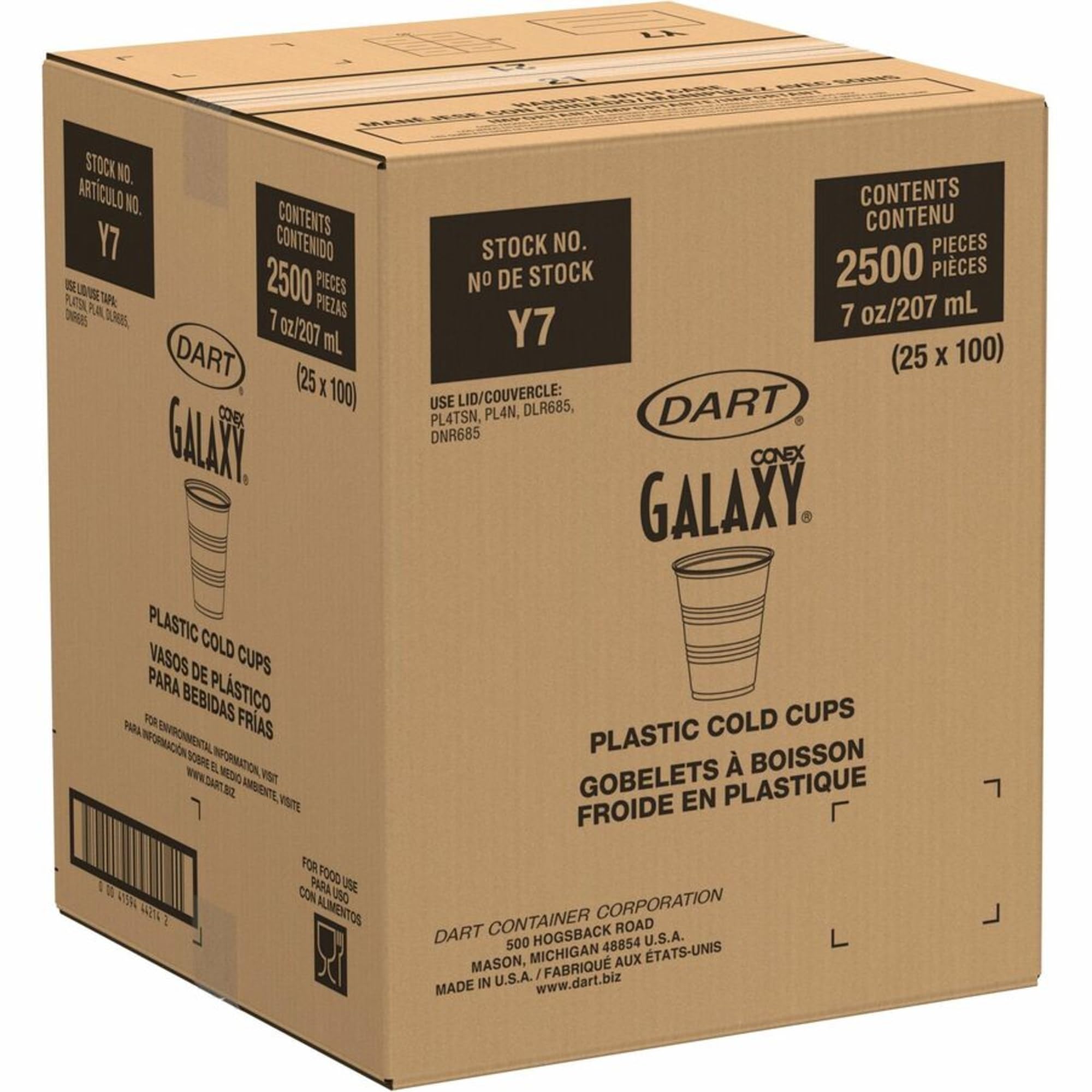 DART Clear Plastic Cups, 7 Oz., Clear, Pack Of 2,500