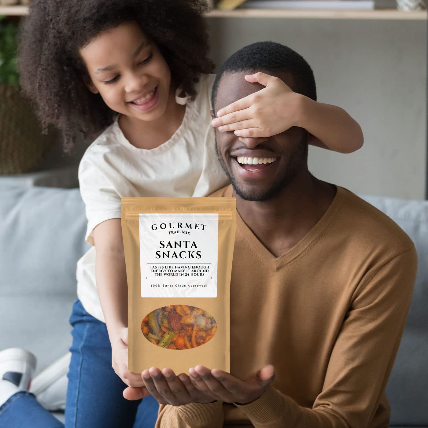 Santa Snacks Gourmet Trail Mix - Kepperton Premium Spicy Snack Blend for Men and Women - Funny Stocking Fillers Gift Baskets, Christmas Gift Ideas