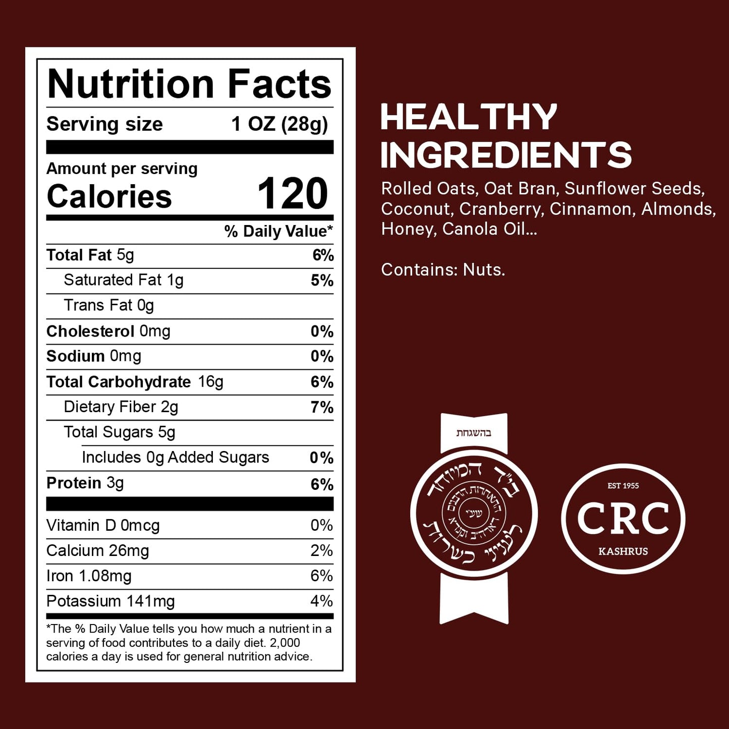 Healthy Granola Cereal, Delightfully Crunchy Granola Cranberry and Cinnamon Flavor, Ideal Granola for Yogurt or Enjoy with Milk, Perfect Granola