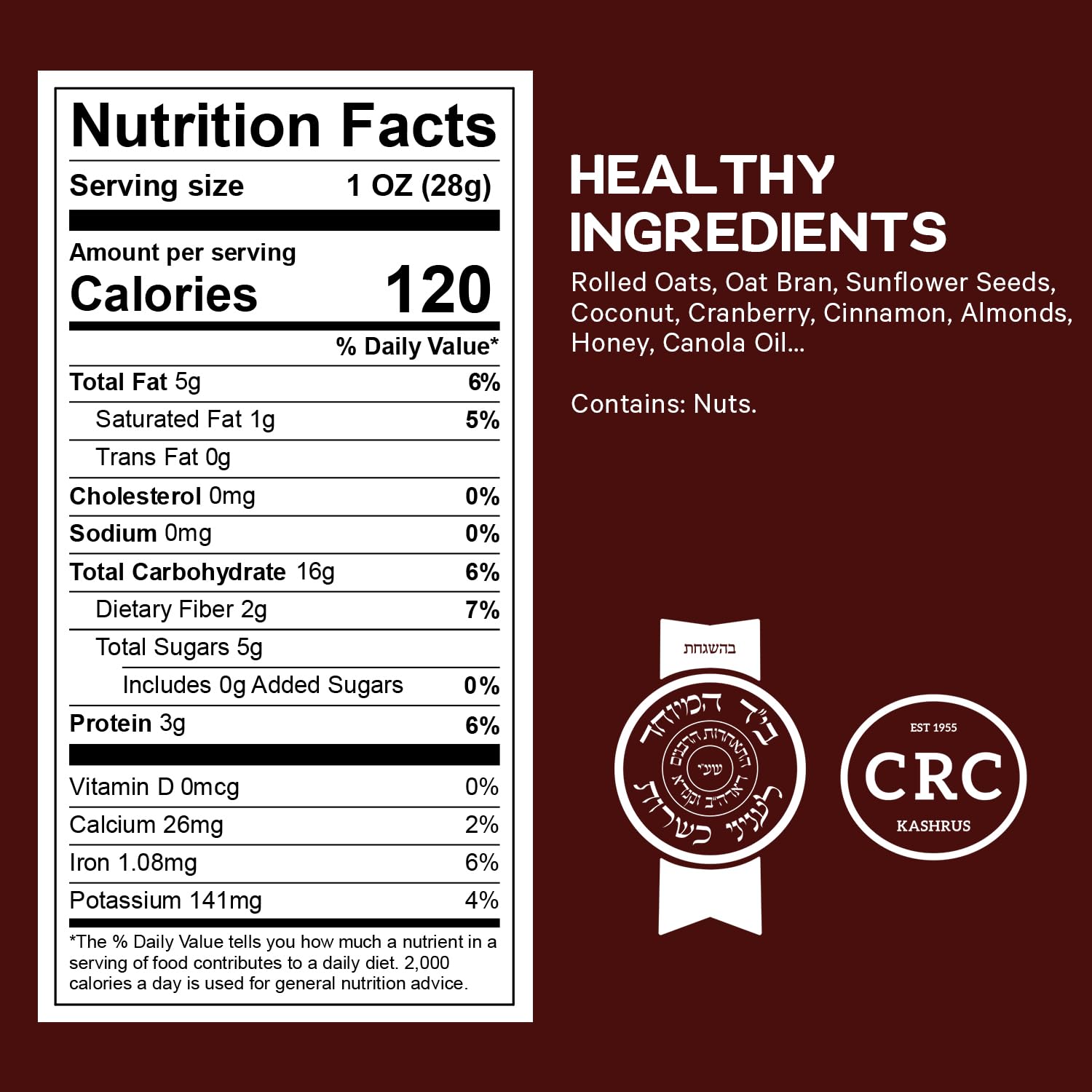 Healthy Granola Cereal, Delightfully Crunchy Granola Cranberry and Cinnamon Flavor, Ideal Granola for Yogurt or Enjoy with Milk, Perfect Granola