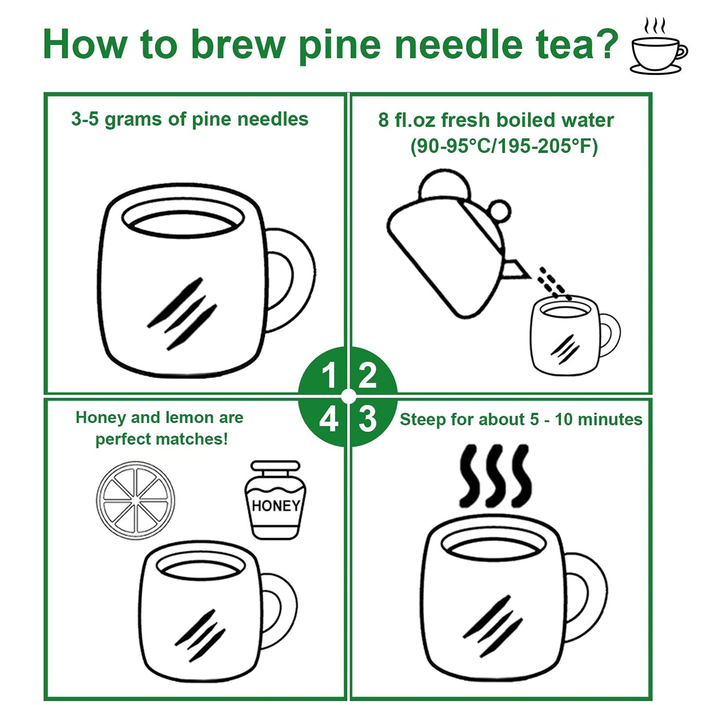 FullChea - Dried Pine Needle Tea - 7oz/200g - Premium Red Pine Needles Loose Leaf Herbal Tea - Non-GMO - Better Than White Pine Needle Tea