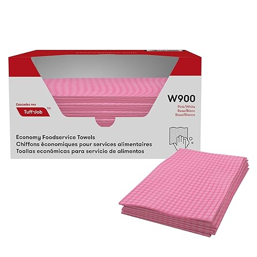 Busboy Durable Foodservice Towels, Pink/White, 12 x 24, 200/Carton