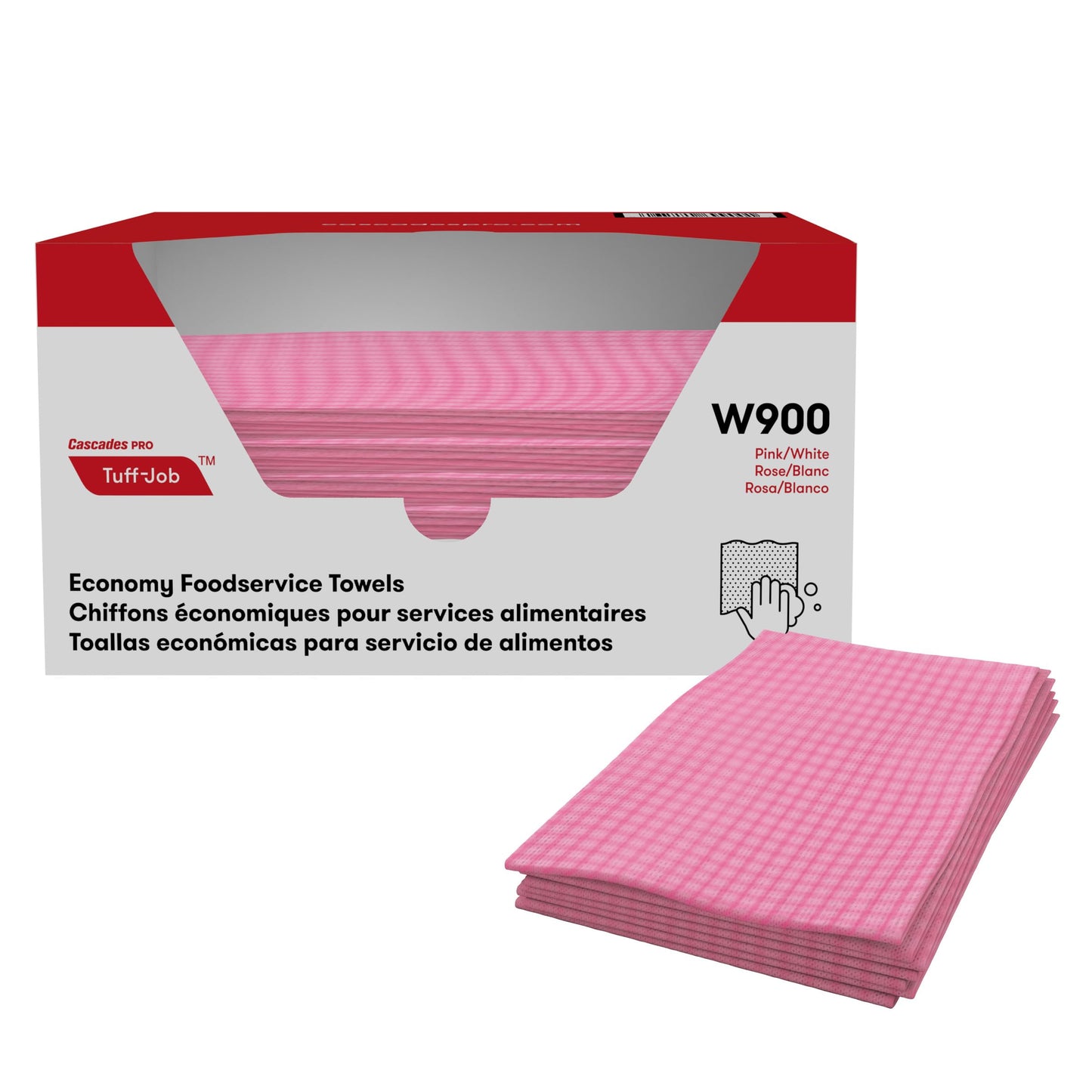 Busboy Durable Foodservice Towels, Pink/White, 12 x 24, 200/Carton