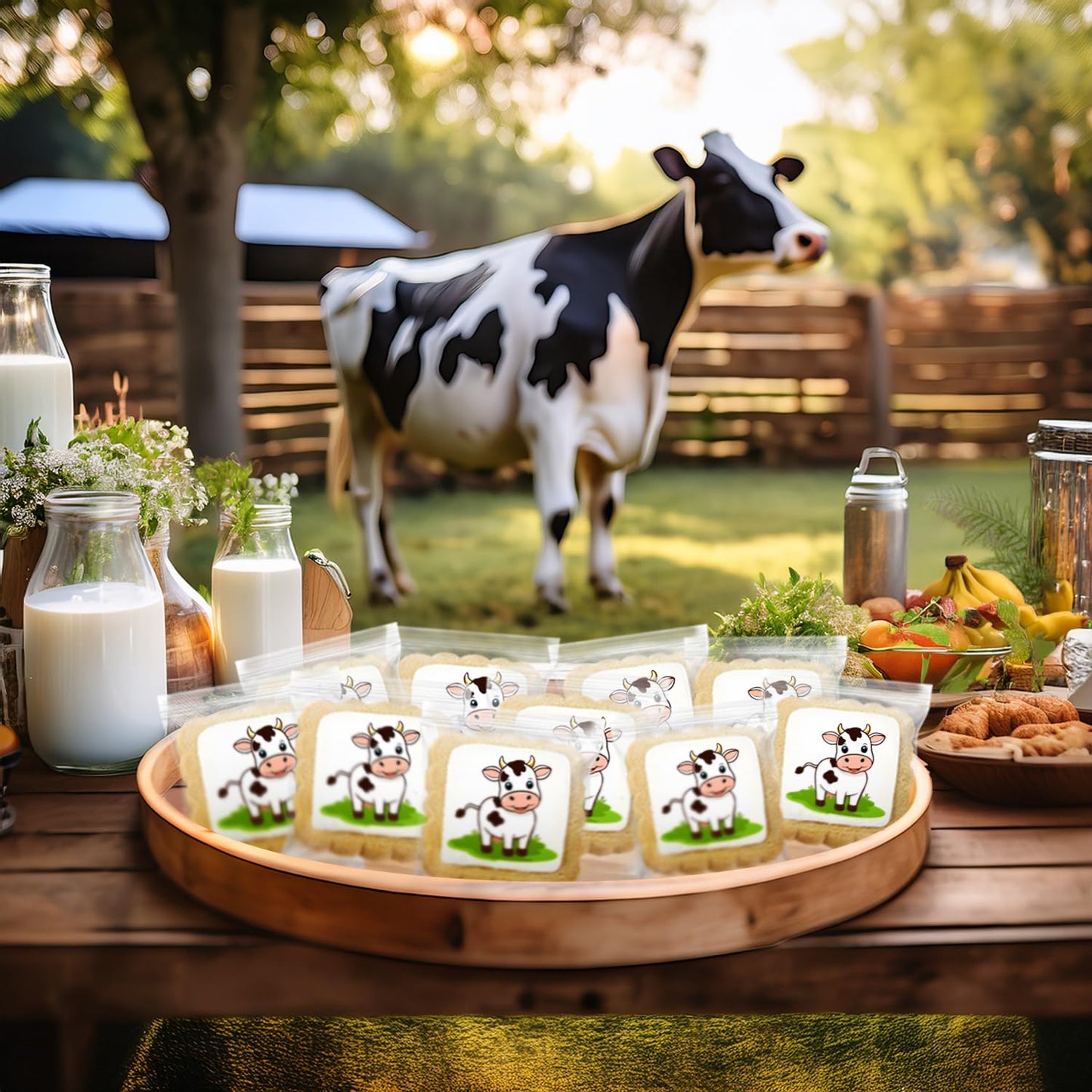 Cow Cookies Milk Themed 24 Pack | Baby Shower Birthday Party Favors | Peanut & Nut Free Individually Wrapped Treats Snacks For Kids Adults Men Women