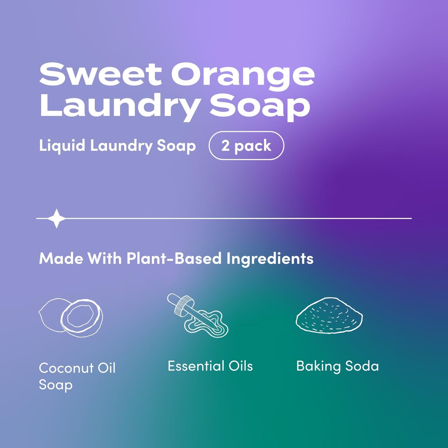 Zum Laundry Soap by Indigo Wild - Liquid, Plant-Based Soap with Baking Soda, Essential Oils, Coconut Oil & More - Wash Up to 64 Loads - Sweet Orange
