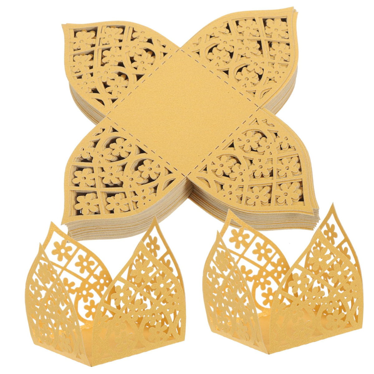 iplusmile 50Pcs Decorative Chocolate Wrappers Truffle Cups for Weddings and Parties Hollow Liners for Baking Table Centerpieces