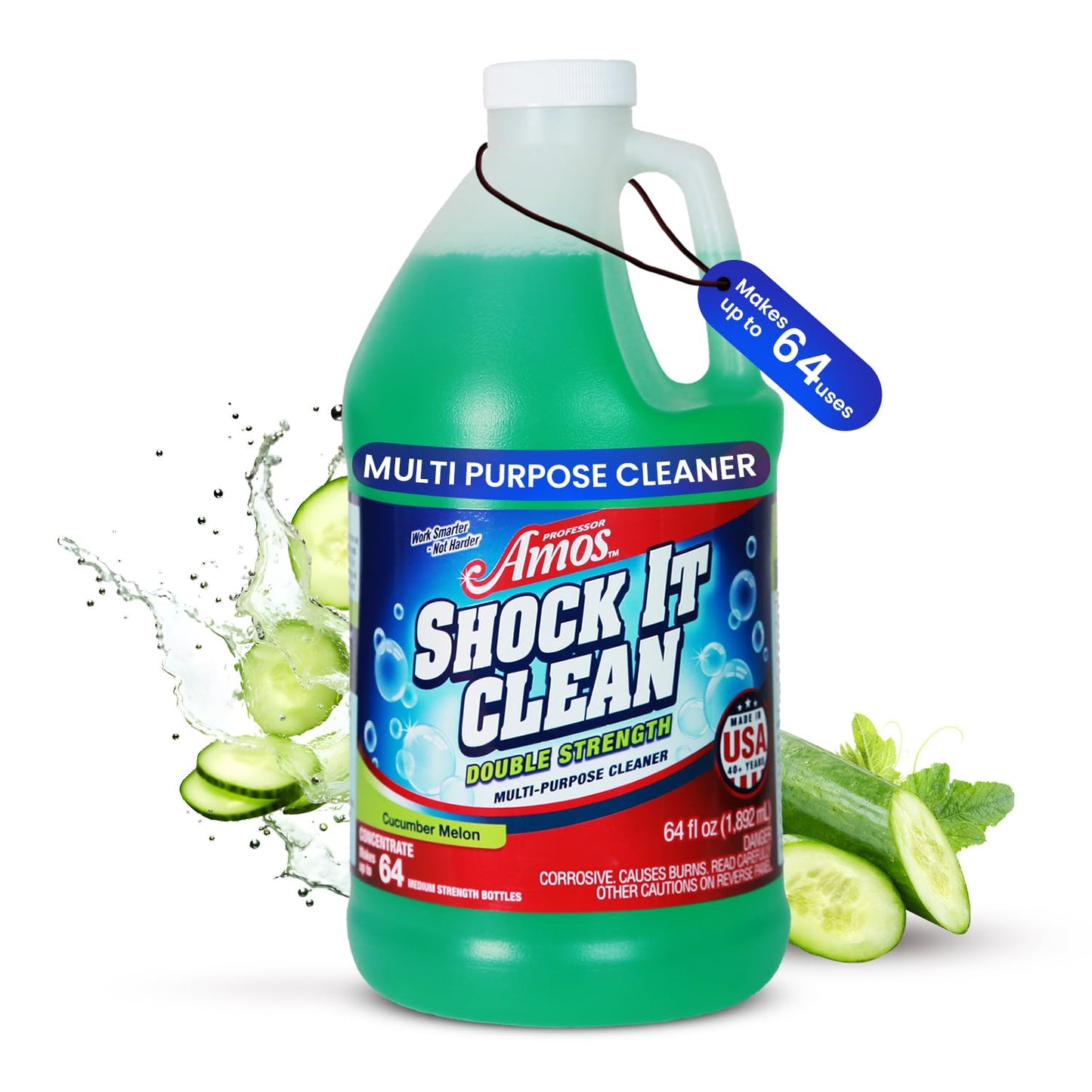 Professor Amos' Shock It Clean 64oz. All Purpose Concentrate Cleaner, Make 128 Bottles Cucumber Melon