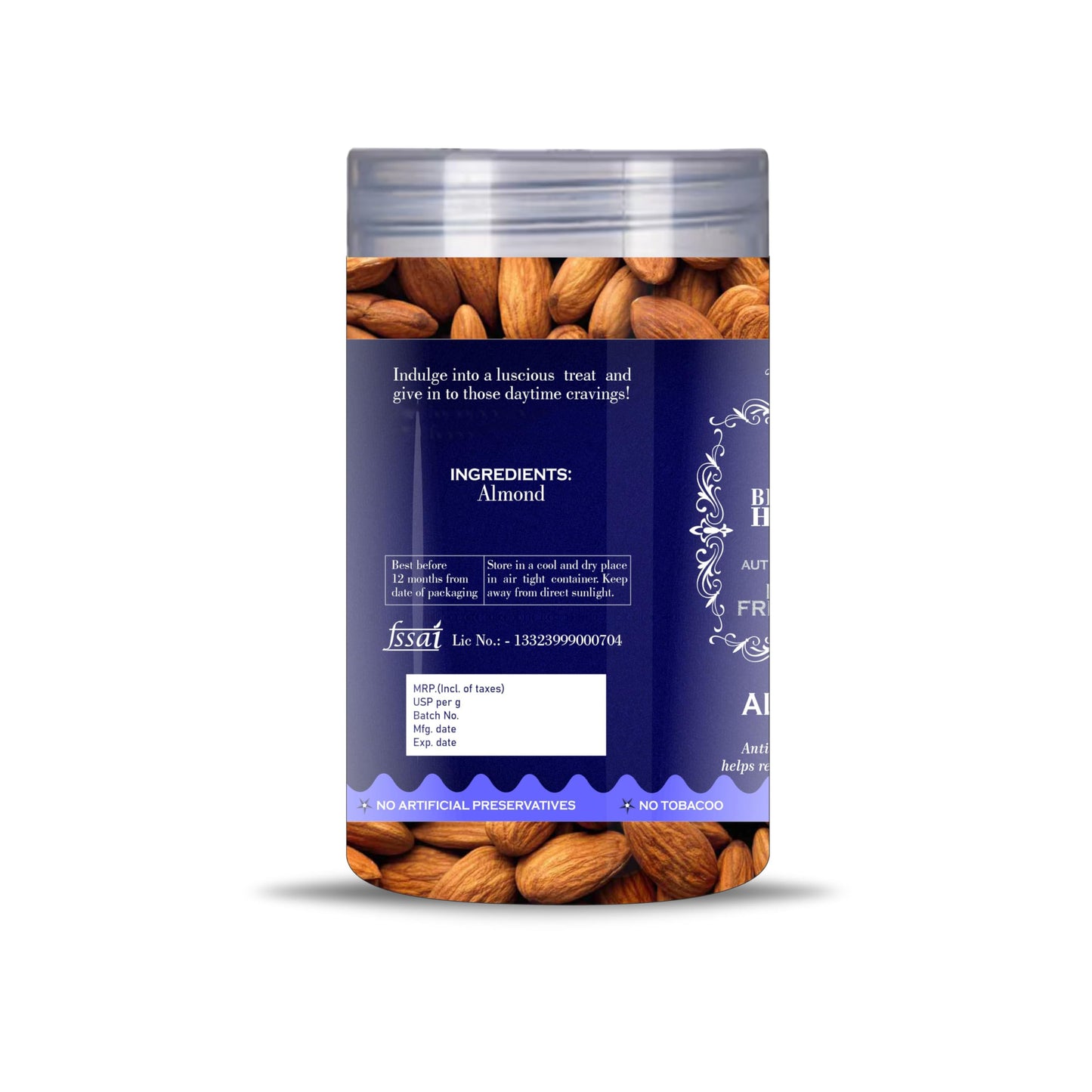 Blessfull Healing Almond 5 Oz(Ounce) Airtight Container With Spoon