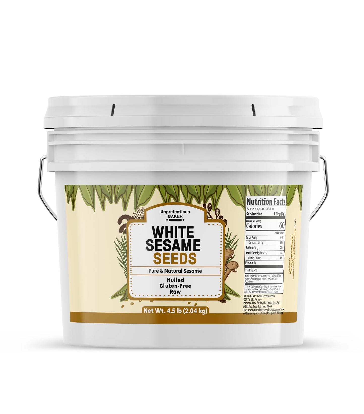 Unpretentious White Sesame Seeds, 1 Gallon, Hulled, Natural, Mild Nutty Flavor