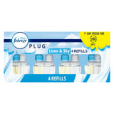 Febreze Plug In Air Freshener, Odor-Fighting Scented Oil Refill, Linen & Sky Scent, 4 Refills
