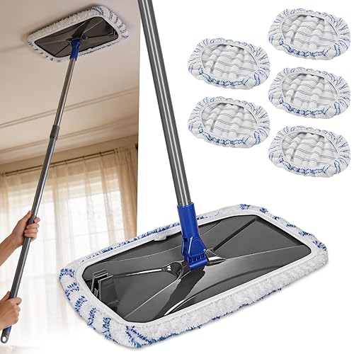 Masthome Extra Large Microfiber Mop for Floor Cleaning, 16“ Flat Mop with 5 Pad for Wet & Dry Use, Dust Mop for Hardwood Laminate Tile Ceramic, 1
