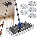 Masthome Extra Large Microfiber Mop for Floor Cleaning, 16“ Flat Mop with 5 Pad for Wet & Dry Use, Dust Mop for Hardwood Laminate Tile Ceramic, 1