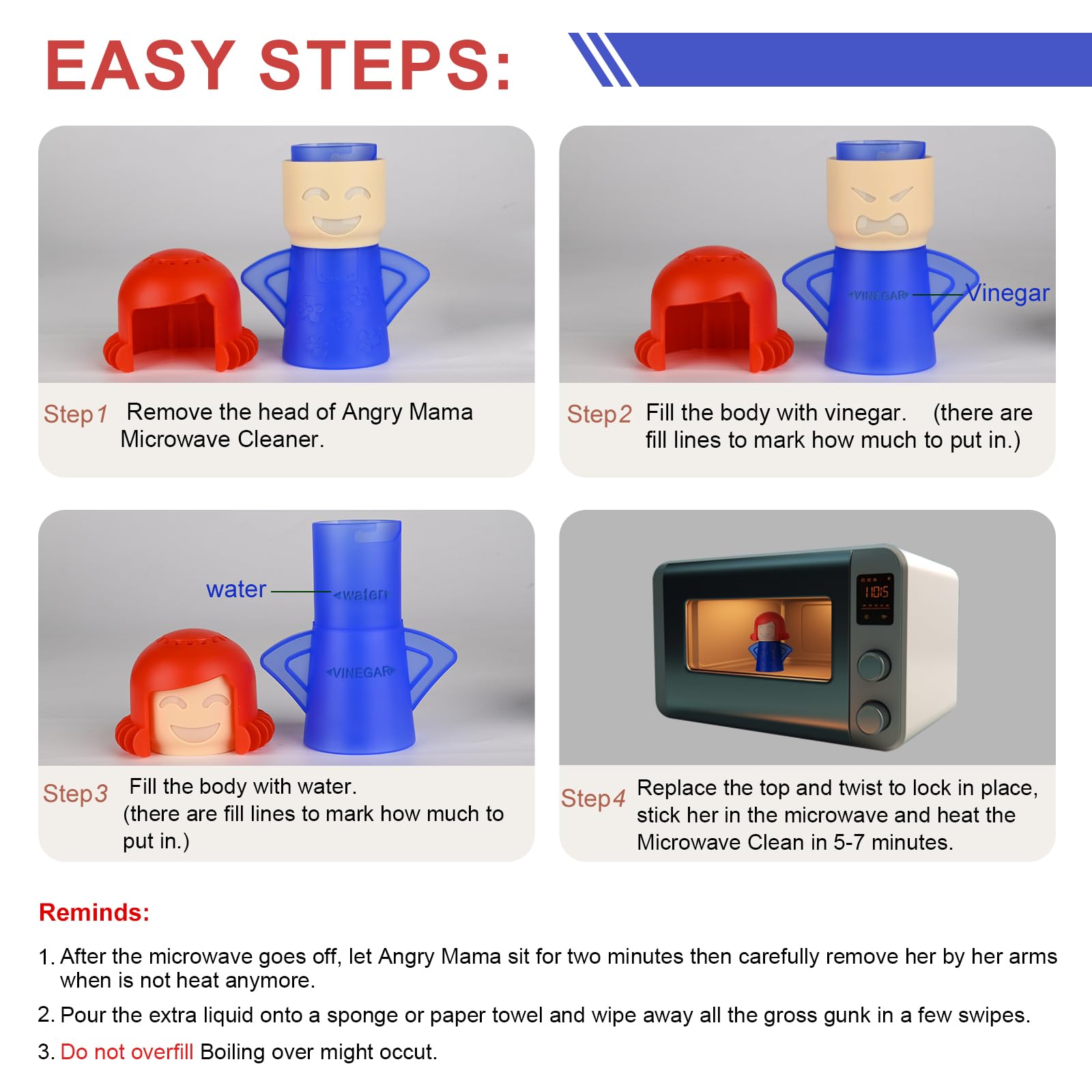 iFlyMars Asltw Angry Mom Microwave Oven Steam Cleaner, Clever Mama Microwave Cleaner, the Fun and Easy Way to Steam Clean Your Microwave, Cut Cleaning