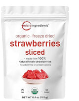 Micro Ingredients Organic Strawberries Sliced, 6.4oz | 100% Natural Fruit | Freeze Dried Strawberry Source | No Sugar & Additives | Healthy Snack
