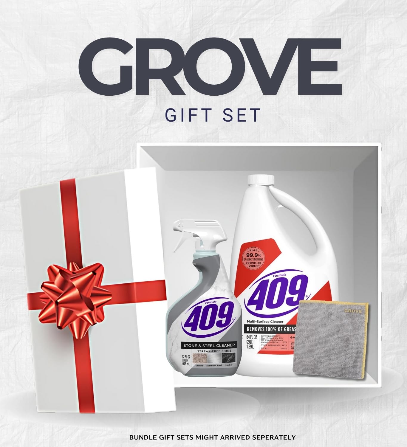Formula 409 Stone/Steel Cleaner 32 oz Spray and Formula 409 Original Scent Multi-Surface Cleaner Liquid 64 oz Bundle with Microfiber Auto Cleaning
