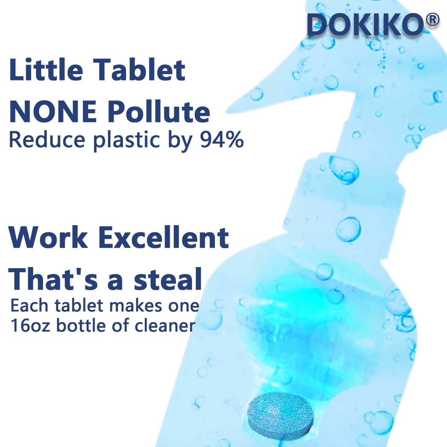 DOKIKO 100 PCS Glass Cleaner Refill,Glass Clean Tablets, Window Clean Refill Tablets, 100 Concentrated Dissolvable,1 Pack Makes 100 * 16 fl oz Spray