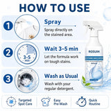 ROSUIH Clothing Emulsifier Stain Remover Spray, 10 Fl Oz Non-Ionic Laundry Pre-Wash Treatment for Oil, Food, Sweat & Collar Stains, Gentle Fabric Spot
