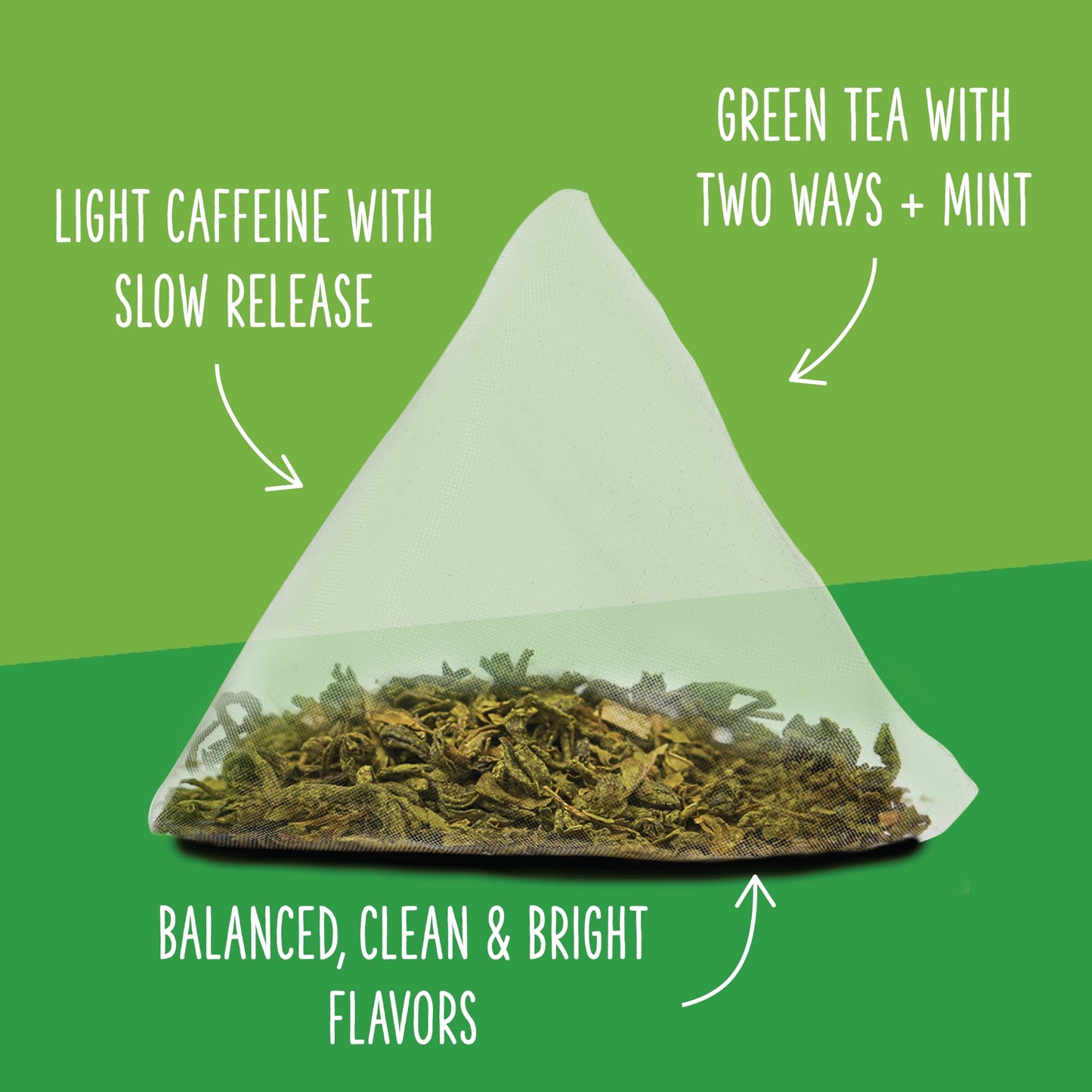 Two Leaves and a Bud Organic Matcha Mint - 15 Naked Tea Sachets, Whole Leaf Green Tea and Matcha in Unwrapped Pyramid Sachets, Resealable Bag, 15