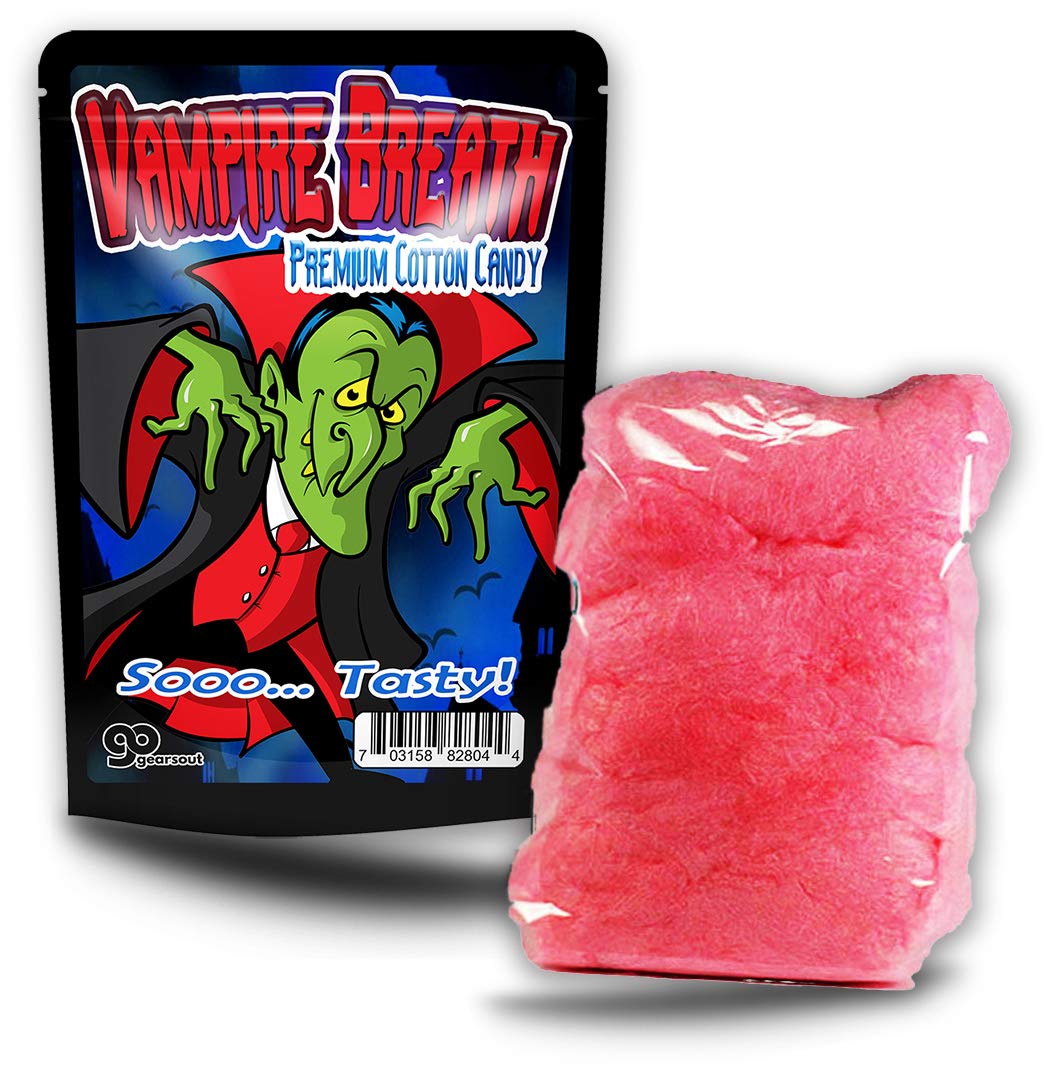 Vampire Breath Cotton Candy - Funny Dracula design - Novelty candy for kids - Gluten-free, Made in America, Pink cotton candy