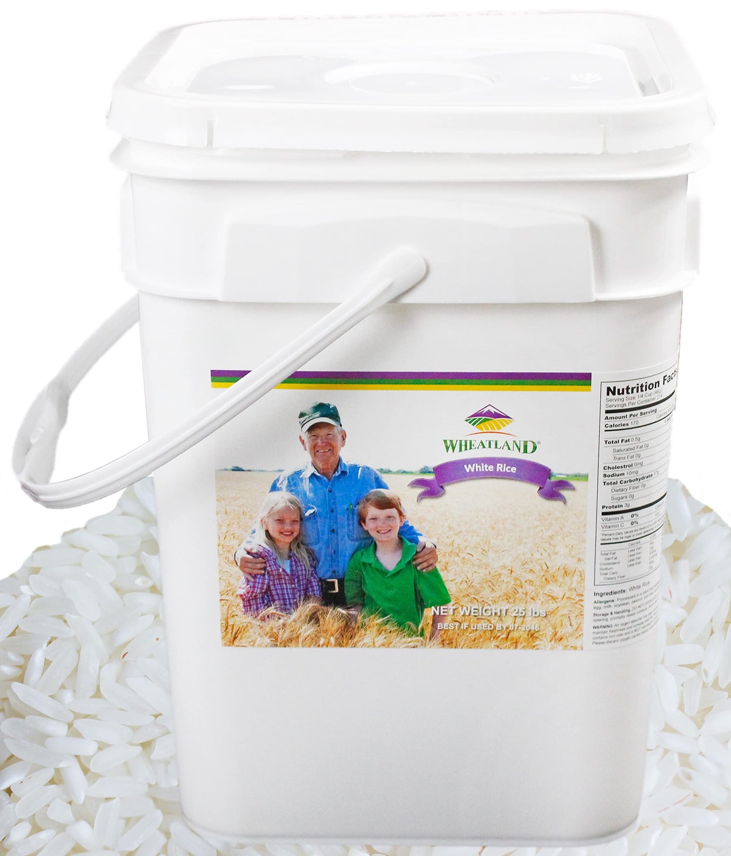 Wheatland™ White Rice • Delicious • Healthy Food Option • 20 lbs. Bulk Rice • Mylar and Bucket Provide 25 Year Shelf Life • Emergency Food Storage • Non-GMO • High Trust Seller • 40 Year Legacy of Prepping