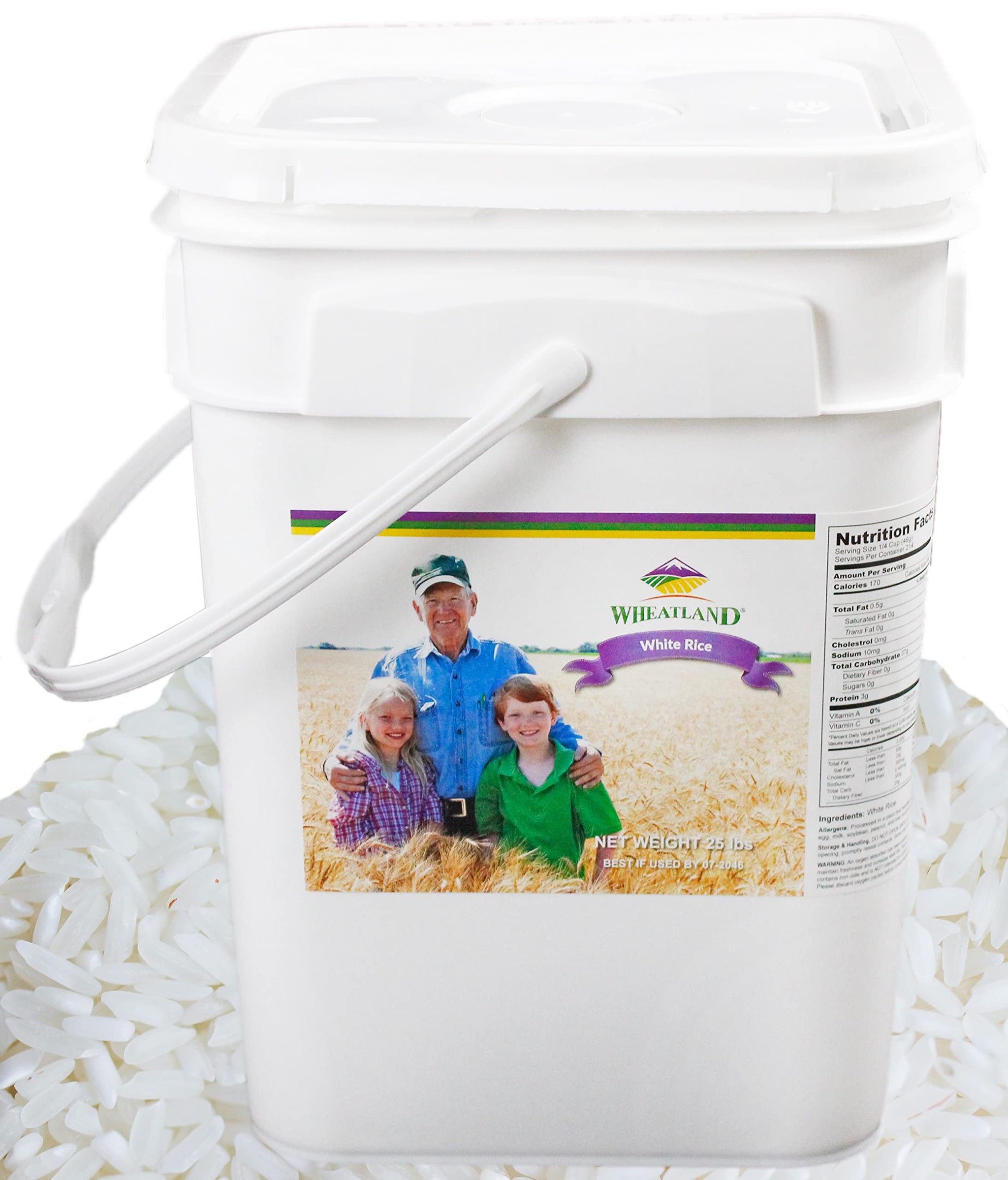 Wheatland™ White Rice • Delicious • Healthy Food Option • 20 lbs. Bulk Rice • Mylar and Bucket Provide 25 Year Shelf Life • Emergency Food Storage • Non-GMO • High Trust Seller • 40 Year Legacy of Prepping