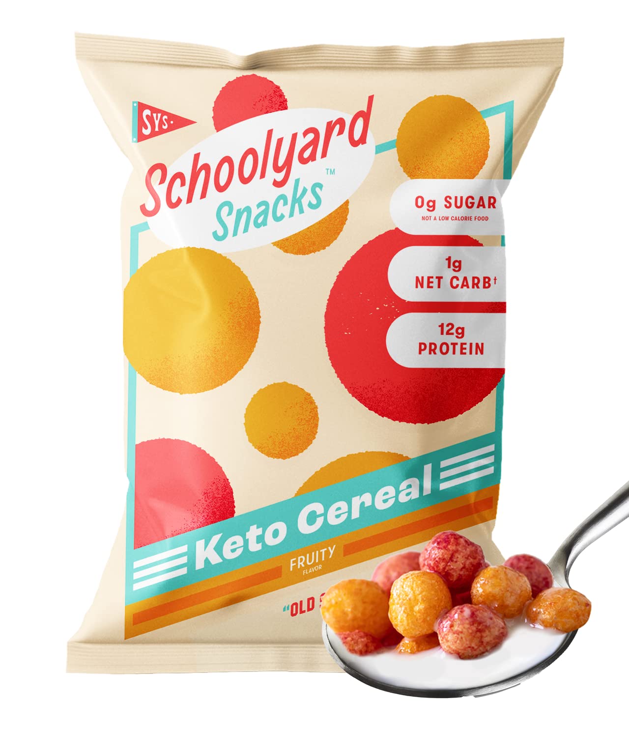 Schoolyard Snacks Keto Cereal - Fruity Flavor |12g Protein, Low Carb, Low Sugar, Low Calories | Gluten-Free, Grain-Free, Keto-Friendly | Healthy