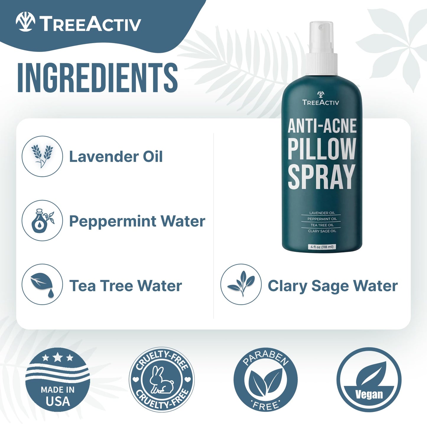 Anti-Acne Pillow Spray, 4 fl oz, Lavender Sleep Spray, Pure Essential Oil Air Freshener, Pillow Linen Spray for Bedding, Aromatherapy Lavender