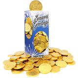 The Dreidel Company Seasons Greetings Milk Chocolate Gold Coins, Stocking Stuffers, Nut-Free, Belgian Milk Chocolate Coins, Kosher Certified Gelt (2