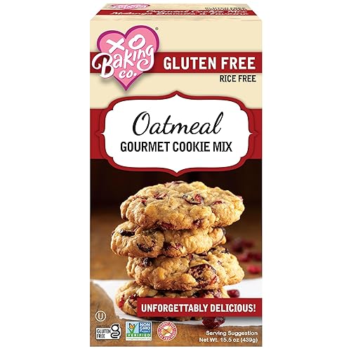 XO Baking Co. Gluten Free Oatmeal Gourmet Cookie Mix; Non-GMO; Kosher; Rice Free; Dairy Free; Soy Free; Peanut Free; No Preservatives; No Artificial Flavors or Colors, 15.5oz