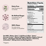 Pop & Bottle Oat Milk Latte - Cold Brew with Marine Collagen, MCT Oil, Organic, Dairy Free, Gluten Free, Sweetened with Dates - Vanilla, 8 Fl Oz (12