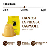 Danesi Caffe Italian Coffee Capsules - Medium Roast Espresso Coffee Pods for Home & Office Use - Premium Italian Oro Blend, 50-Count Pack