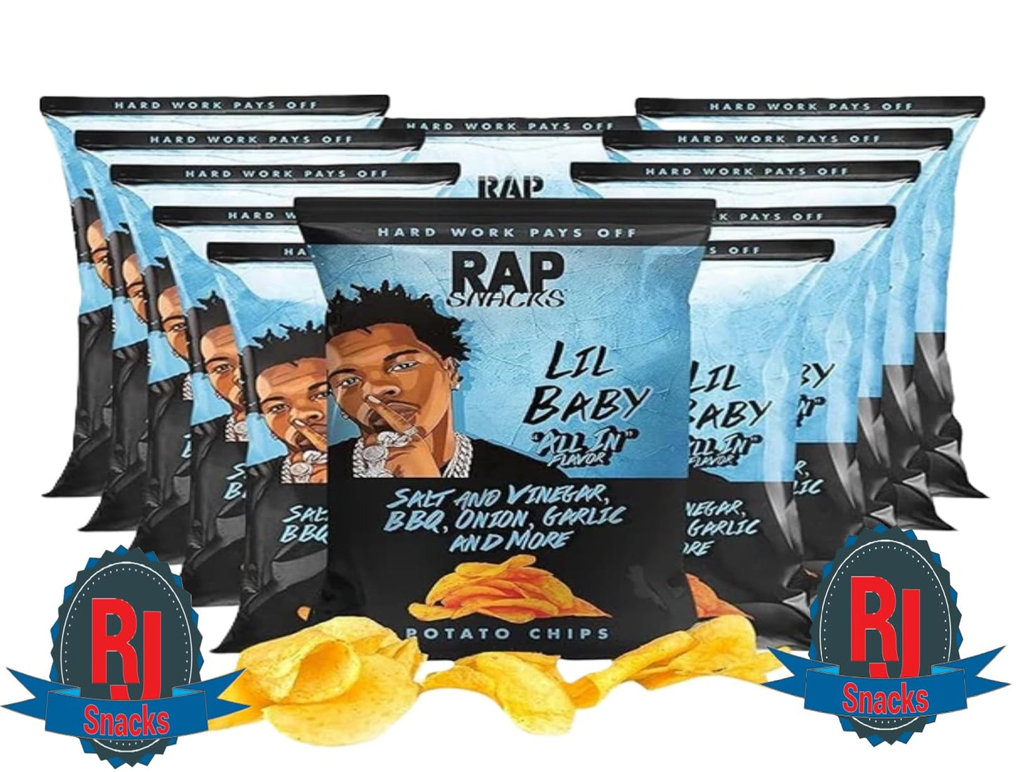 Rap`Snacks Potato Chips 1 oz (Curated by RJ Snacks Value Pack) (1 oz, Lil Baby All In)