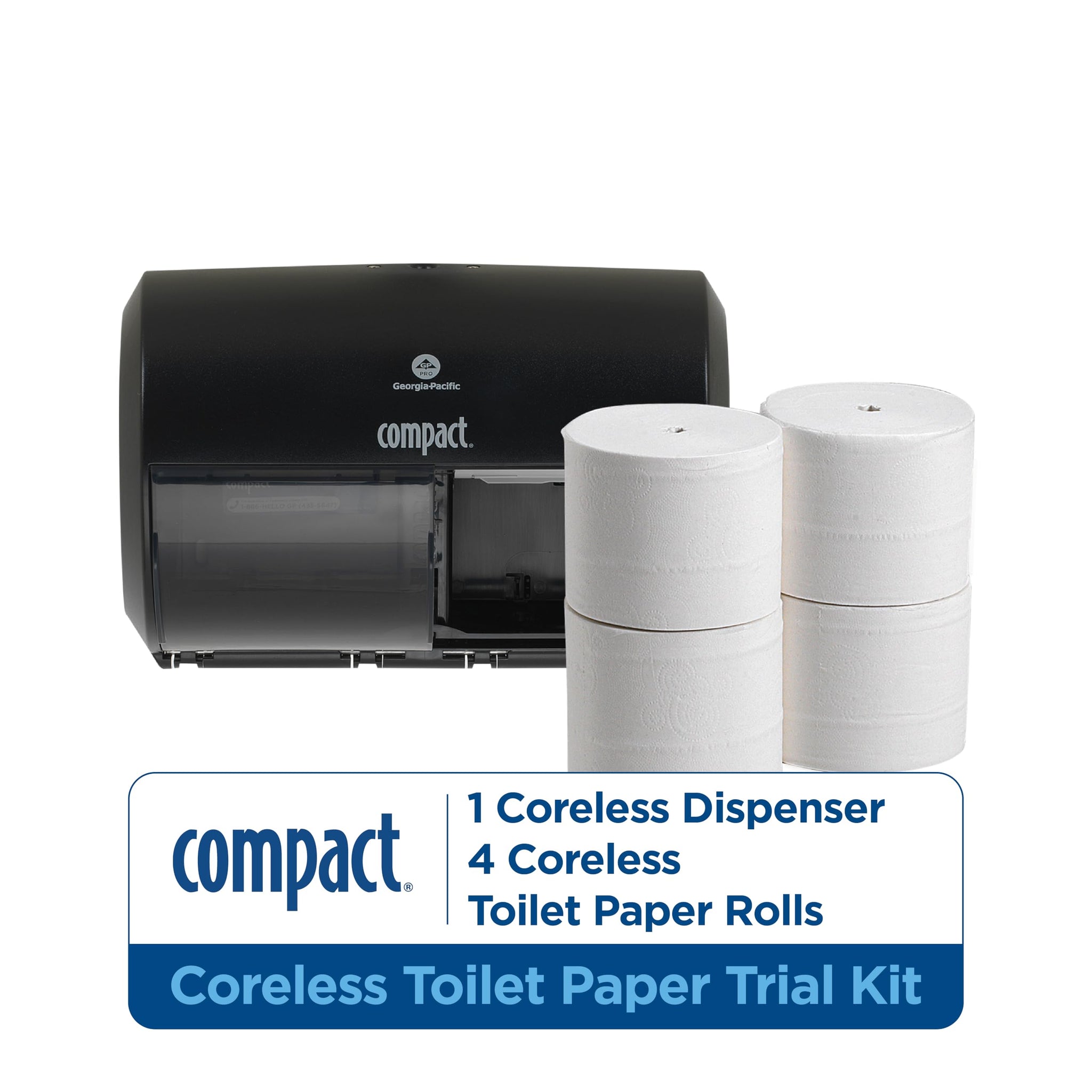 Compact Side-by-Side Dispenser and Angel Soft Professional Series Compact Premium Embossed Coreless Toilet Paper Trial Kit, 1 Kit