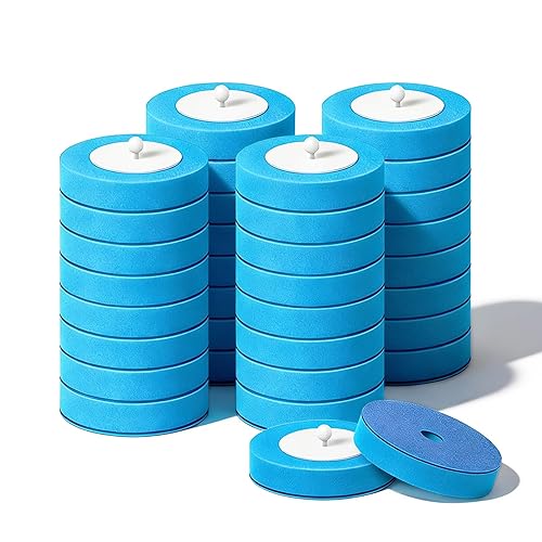 SOPAMI 32pcs Disposable Toilet Brush Sponge Head Refills, 5-Layer Pre-Loaded Rich Foam Sponge Replacement. Scrub Heads for Disposal Toilet Brush Wand