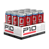 P10 Performance Max Endurance Sugar-Free Drink - 12-Pack, Blue Raspberry, 12oz Cans - Electrolytes, BCAAs, Creatine & 200mg Caffeine