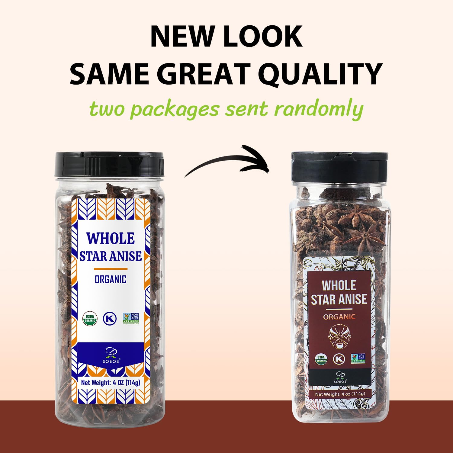 Soeos Organic Star Anise, Whole Star Anise 4 oz (114g), Chinese Star Anise Pods, Star Anise Organic Whole, Non-GMO Verified, Dried Star Anise