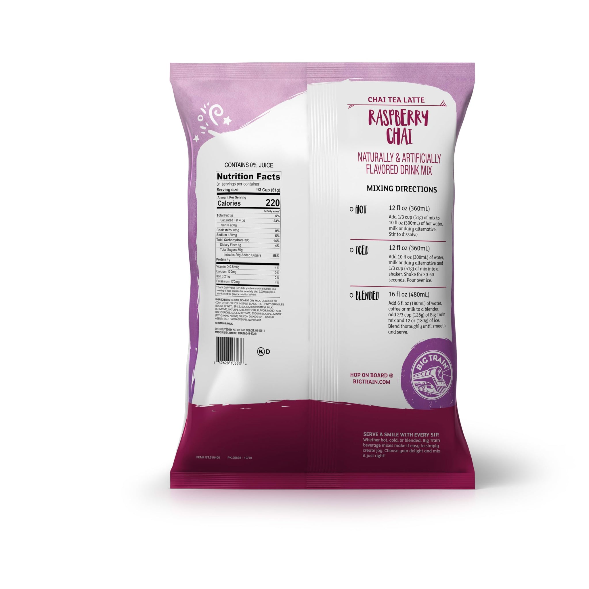 Big Train Raspberry Chai Tea Latte Beverage Mix, 3.5 Pound (Pack of 1)