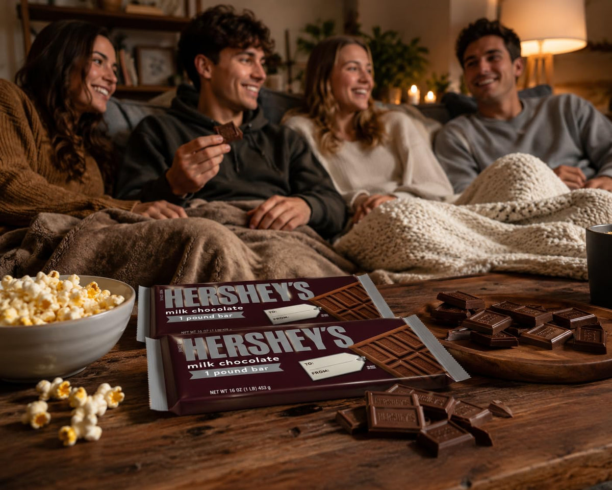 HERSHEY'S Milk Chocolate Candy Gift Bars, 1 Pound Large Chocolate Bars, 6 Pack Bulk Chocolate Candy - Classic Creamy Milk Chocolate Sharing Bars