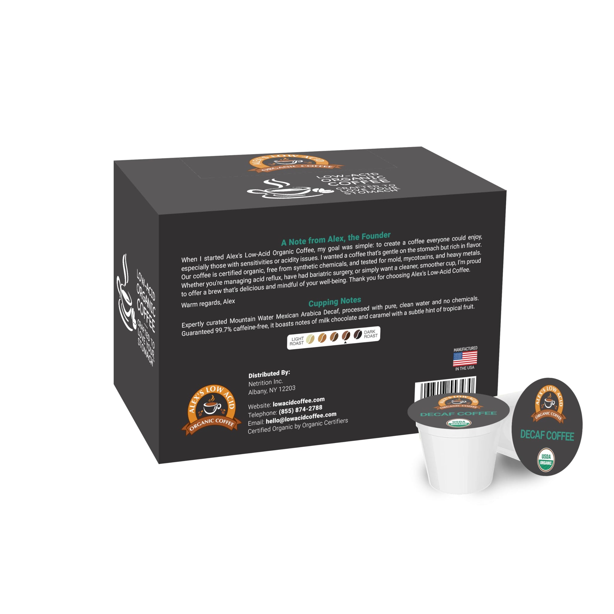 Alex's Low Acid Organic Coffee Breakfast + Lunch Single-Serve Pods Variety Pack
