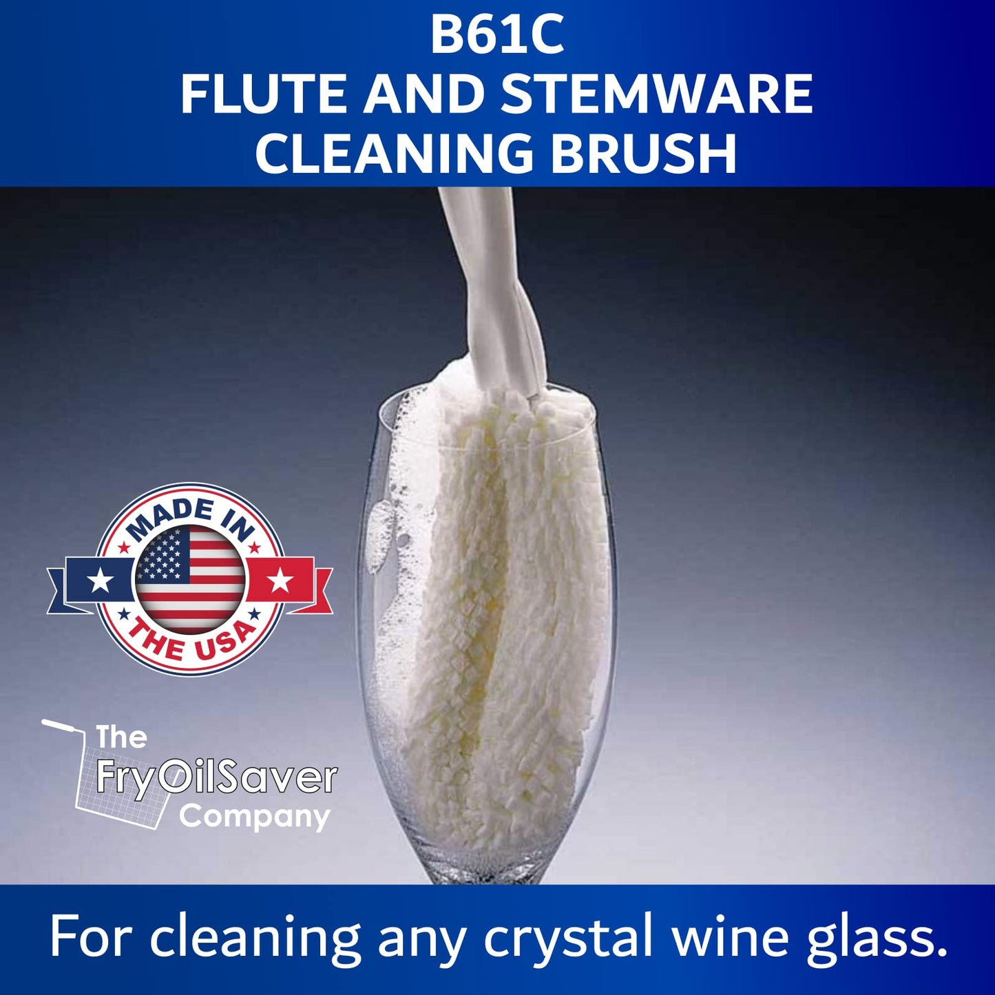 Set of 2 Crystal Stemware & Goblet Glass Cleaning Brush Kit - Non-Scratch Foam Wine Glass Brushes for Washing Glasses, Decanter, Mug, Stemware