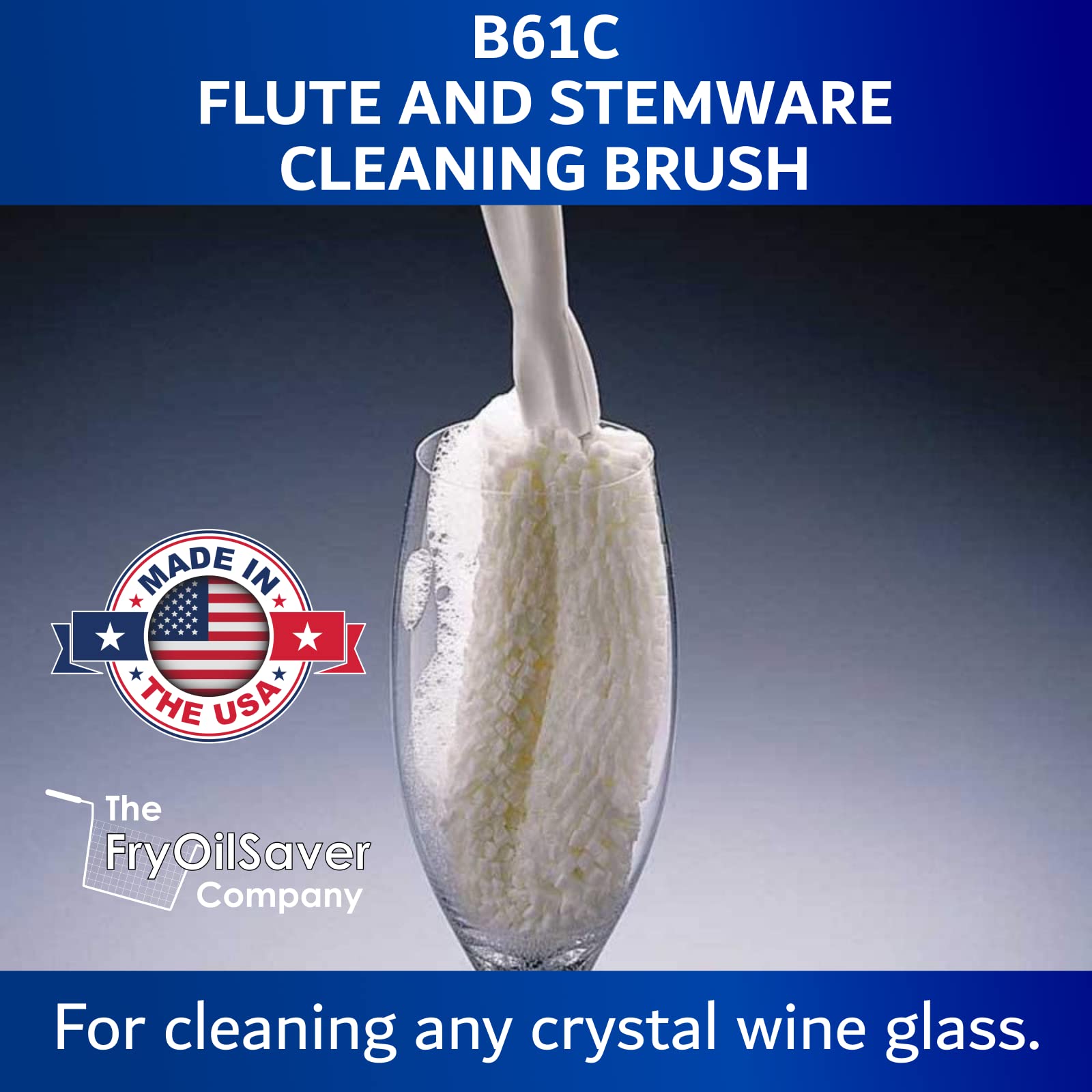 Set of 2 Crystal Stemware & Goblet Glass Cleaning Brush Kit - Non-Scratch Foam Wine Glass Brushes for Washing Glasses, Decanter, Mug, Stemware