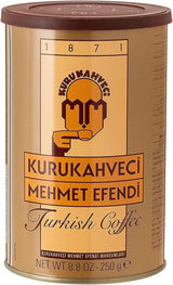 KURUKAHVECI MEHMET EFENDI Turkish Coffee, 100% Arabica, Finely Roasted Ground Coffee for Cezve, Rich Aroma, Medium, Authentic Turkish Coffee Tradition
